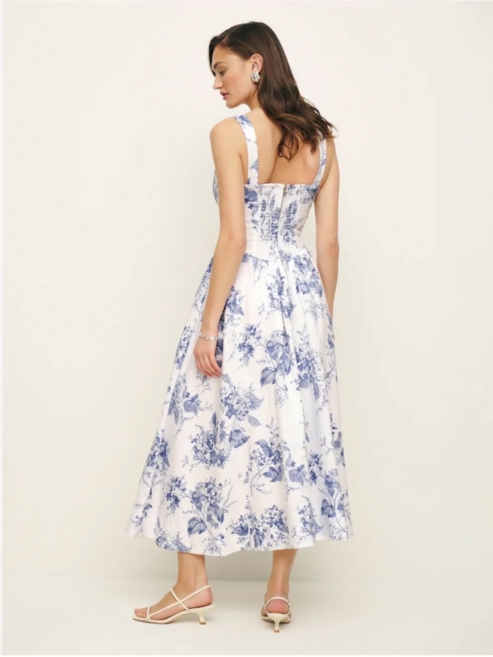 NWOT Reformation Balia Linen Dress Lupine Blue Floral Print - Picture 4 of 14